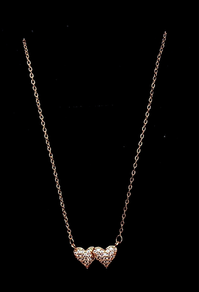 Golden Double Heart Choker Pendant Necklace